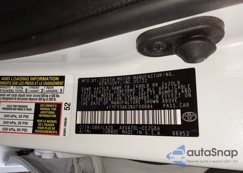 2022 Toyota Camry Xle из США, поврежденный, VIN 4T1F11AK3NU700684